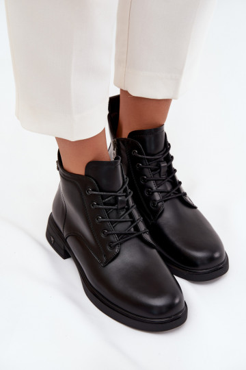 siltināti Āda Sieviešu puszābaki Uz Zema Papēža Vinceza 39953 melnas krāsas