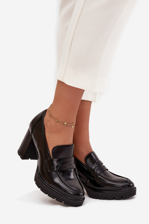 apavi Sieviešu ar papēdi no eko ādas melnas krāsas Ilyssia