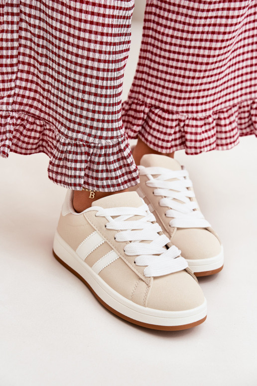 sporta apavi Sneakers modeļa apavi Sieviešu no eko ādas smilšu krāsas Ravina sporta apavi Sneakers modeļa apavi Sieviešu no eko ādas smilšu krāsas Ravina