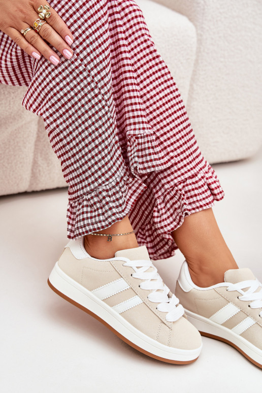 sporta apavi Sneakers modeļa apavi Sieviešu no eko ādas smilšu krāsas Ravina sporta apavi Sneakers modeļa apavi Sieviešu no eko ādas smilšu krāsas Ravina