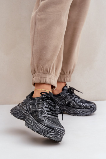 Sneakers modeļa apavi Sieviešu Z Przetarciami ar platformu melnas krāsas SeladInen 2