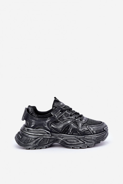 Sneakers modeļa apavi Sieviešu Z Przetarciami ar platformu melnas krāsas SeladInen Sneakers modeļa apavi Sieviešu Z Przetarciami ar platformu melnas krāsas SeladInen