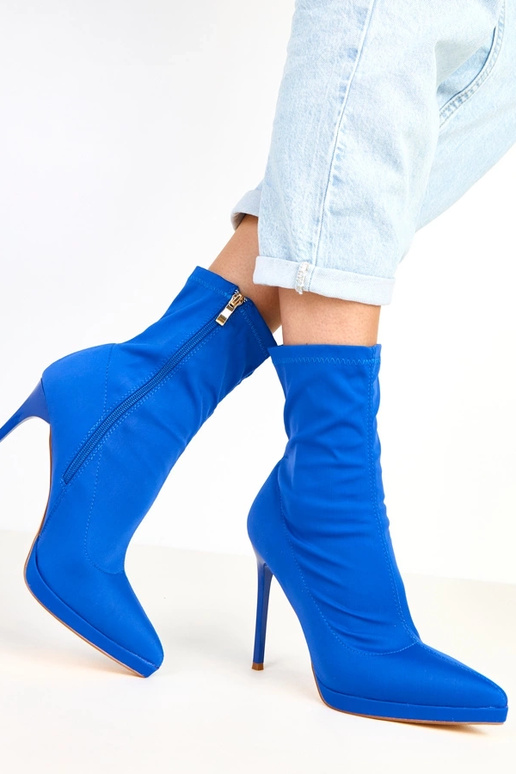 Zili satīna zābaciņi uz papēžiem Taylah