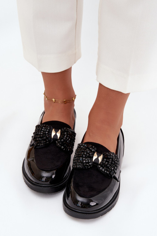 Lakuotas mokasinai ar lentēm S.Barski HY51-319 melnā krāsā Lakuotas mokasinai ar lentēm S.Barski HY51-319 melnā krāsā