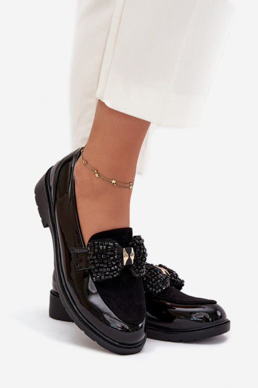 Lakuotas mokasinai ar lentēm S.Barski HY51-319 melnā krāsā Lakuotas mokasinai ar lentēm S.Barski HY51-319 melnā krāsā