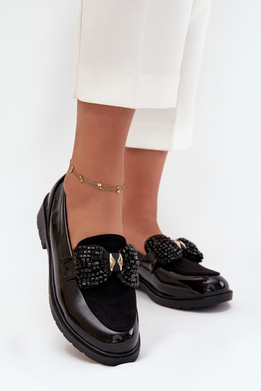 Lakuotas mokasinai ar lentēm S.Barski HY51-319 melnā krāsā Lakuotas mokasinai ar lentēm S.Barski HY51-319 melnā krāsā