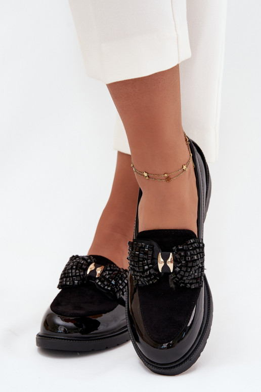 Lakuotas mokasinai ar lentēm S.Barski HY51-319 melnā krāsā Lakuotas mokasinai ar lentēm S.Barski HY51-319 melnā krāsā