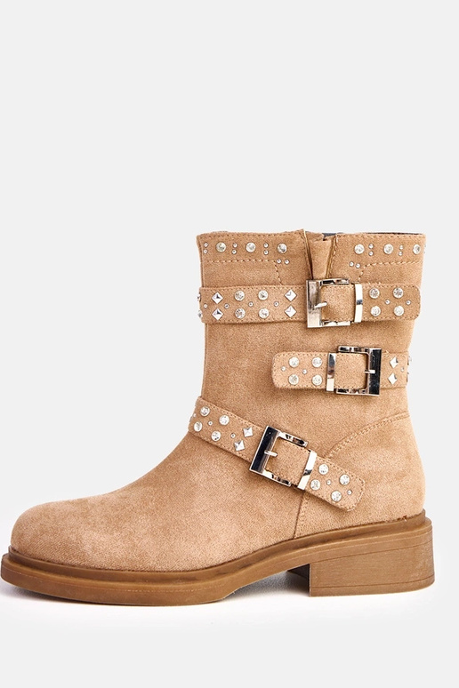 Rudās botīnes ar cirkoniem uz zema...