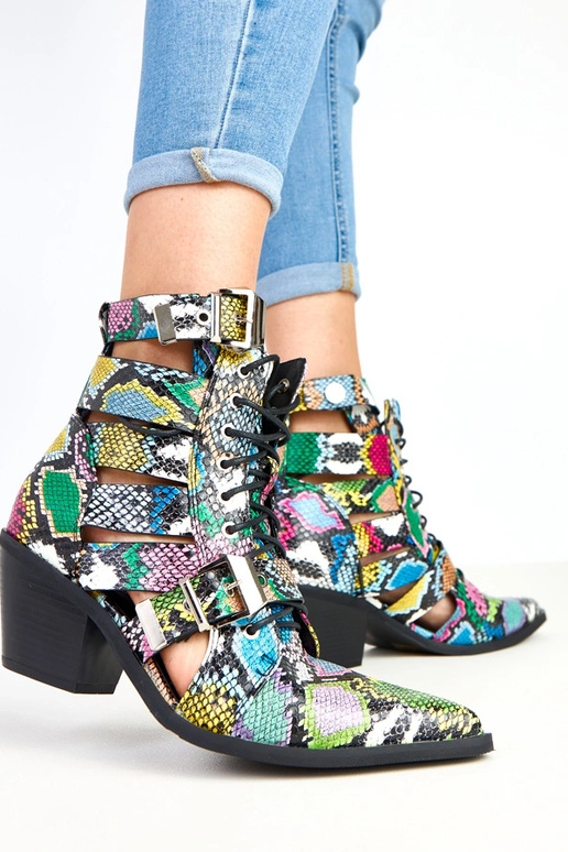 Daudzkrāsainas botīnes uz papēža ar...