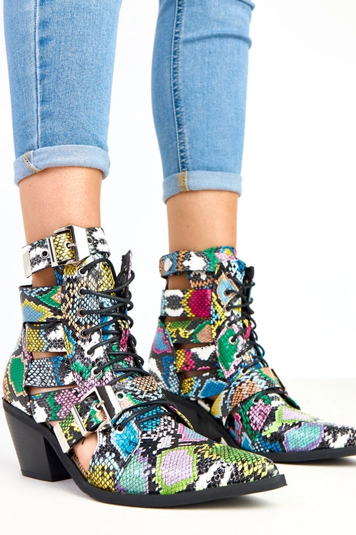 Daudzkrāsainas botīnes uz papēža ar...