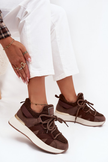 siltināti Sneakers modeļa apavi Sieviešu ar platformu brūnas krāsas Juvira