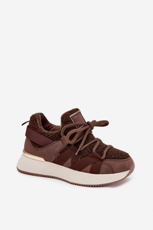 siltināti Sneakers modeļa apavi Sieviešu ar platformu brūnas krāsas Juvira siltināti Sneakers modeļa apavi Sieviešu ar platformu brūnas krāsas Juvira