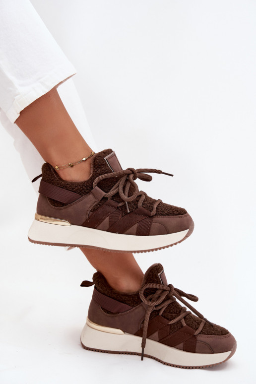 siltināti Sneakers modeļa apavi Sieviešu ar platformu brūnas krāsas Juvira siltināti Sneakers modeļa apavi Sieviešu ar platformu brūnas krāsas Juvira