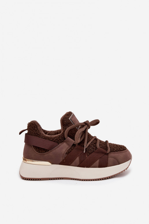 siltināti Sneakers modeļa apavi Sieviešu ar platformu brūnas krāsas Juvira siltināti Sneakers modeļa apavi Sieviešu ar platformu brūnas krāsas Juvira