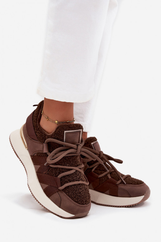 siltināti Sneakers modeļa apavi Sieviešu ar platformu brūnas krāsas Juvira siltināti Sneakers modeļa apavi Sieviešu ar platformu brūnas krāsas Juvira