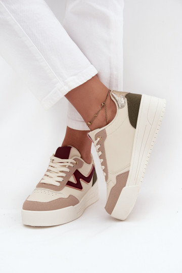 Sneakers modeļa apavi Sieviešu ar platformu Ar zelta ieliktņiem smilšu krāsas Zalvra 2