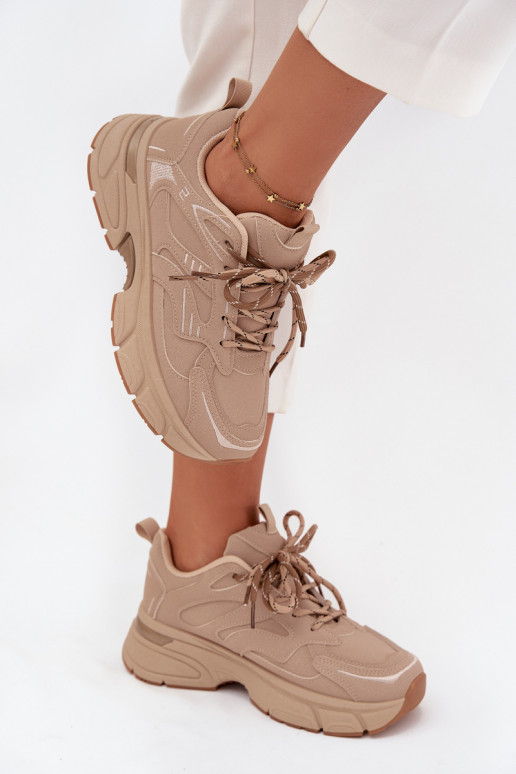 sporta apavi Sneakers modeļa apavi SieviešuPodInójnym Šņorēšanam smilšu krāsas Annelie