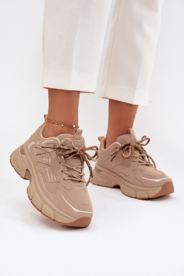 sporta apavi Sneakers modeļa apavi SieviešuPodInójnym Šņorēšanam smilšu krāsas Annelie 2