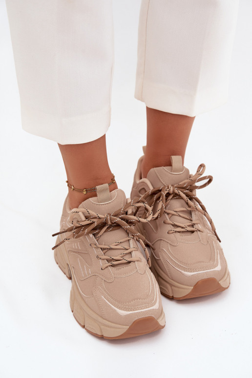 sporta apavi Sneakers modeļa apavi SieviešuPodInójnym Šņorēšanam smilšu krāsas Annelie