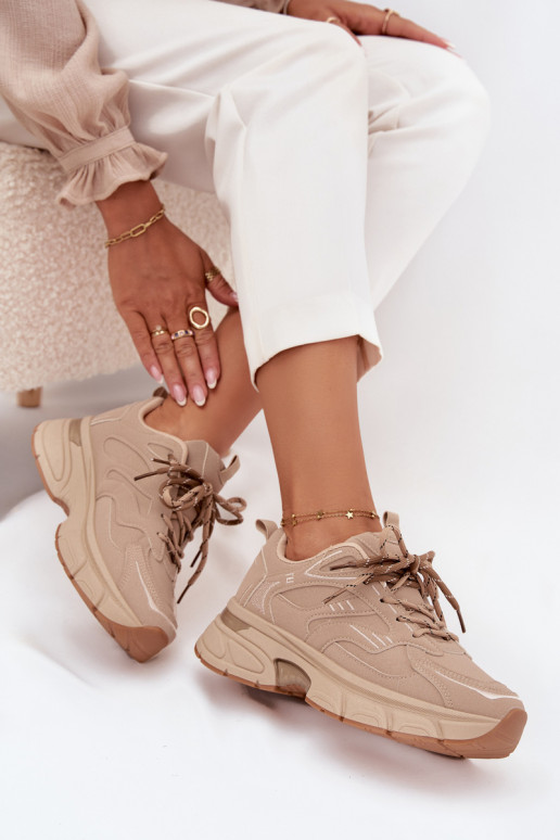 sporta apavi Sneakers modeļa apavi SieviešuPodInójnym Šņorēšanam smilšu krāsas Annelie