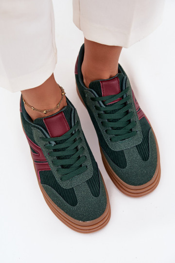 Velvets Sneakers modeļa apavi Sieviešu ar platformu Zaļas krāsas Skye