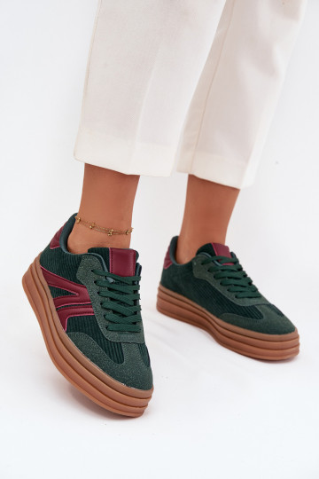 Velvets Sneakers modeļa apavi Sieviešu ar platformu Zaļas krāsas Skye 2