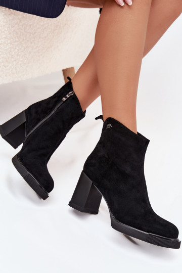 zamšādas Āda Sieviešu puszābaki Vinceza 91142 melnas krāsas