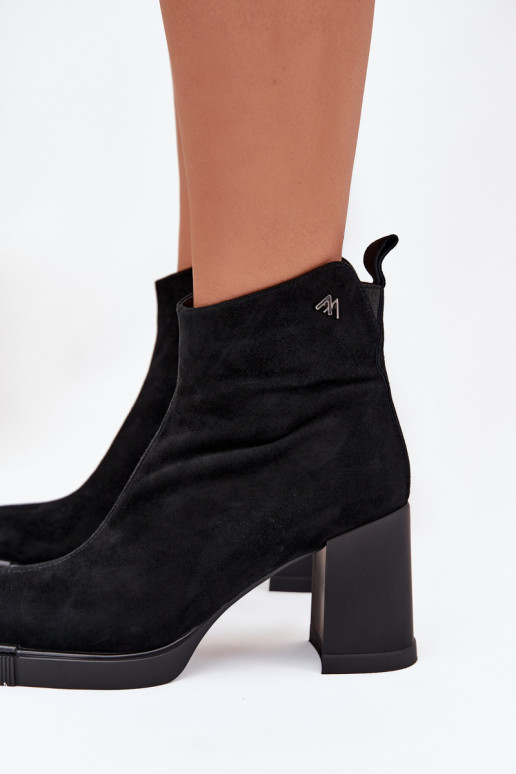 zamšādas Āda Sieviešu puszābaki Vinceza 91142 melnas krāsas zamšādas Āda Sieviešu puszābaki Vinceza 91142 melnas krāsas