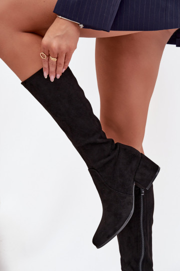 sieviešu garie zābaki Uz Zema Papēža Eko zamšādaoIne Sergio Leone KZ212 melnas krāsas