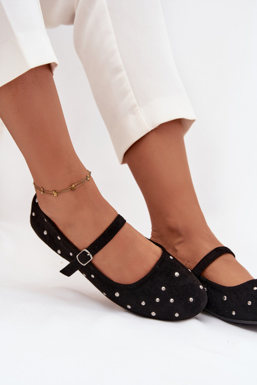 Dekorētas Balerīnas Sieviešu ar siksniņām melnas krāsas Olivisse Dekorētas Balerīnas Sieviešu ar siksniņām melnas krāsas Olivisse