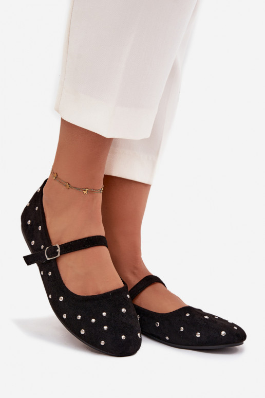 Dekorētas Balerīnas Sieviešu ar siksniņām melnas krāsas Olivisse Dekorētas Balerīnas Sieviešu ar siksniņām melnas krāsas Olivisse