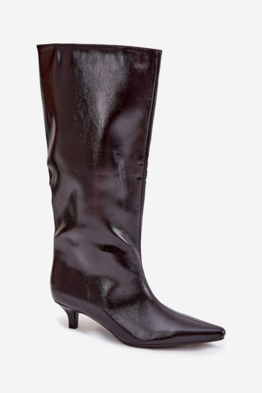 Laque sieviešu garie zābaki Uz Zema Papēža bordo krāsas Mireva Laque sieviešu garie zābaki Uz Zema Papēža bordo krāsas Mireva