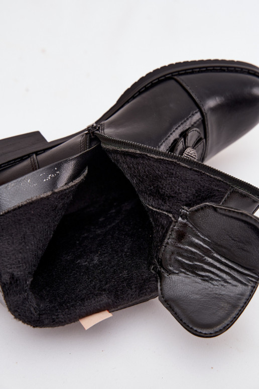 siltināti Sieviešu puszābaki ar platiem papēžiem Ar greznui Ziedskami melnas krāsas Pravienne