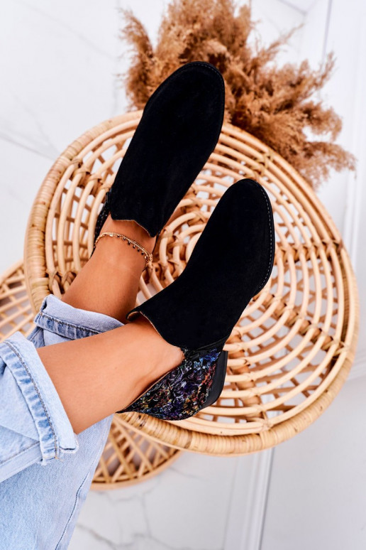 Sieviešu puszābaki Tā irciejka melnas krāsas ar puķītēm 04091-57