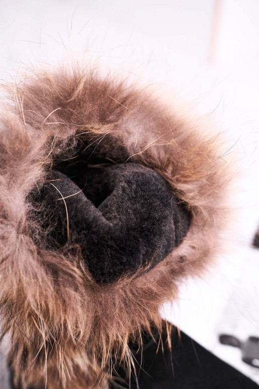 Sniega apavi ar kažokādu no dabīgas ādas melnas krāsas Balvin