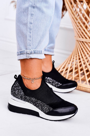 Sieviešu Sneakers modeļa apavi melnas krāsas Sudraba krāsas Frances