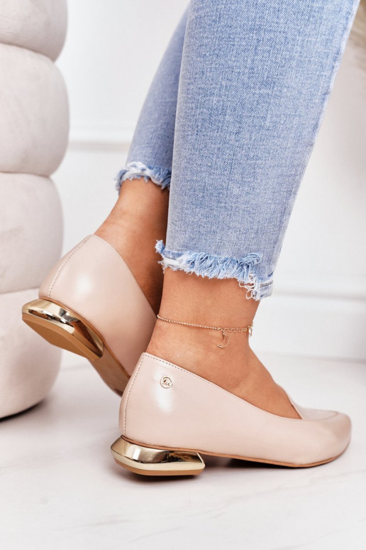 Mokasīni Uz zelta papēža Laura Messi 2013 smilšu krāsas