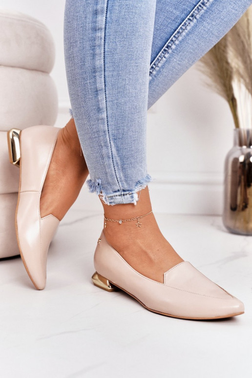 Mokasīni Uz zelta papēža Laura Messi 2013 smilšu krāsas