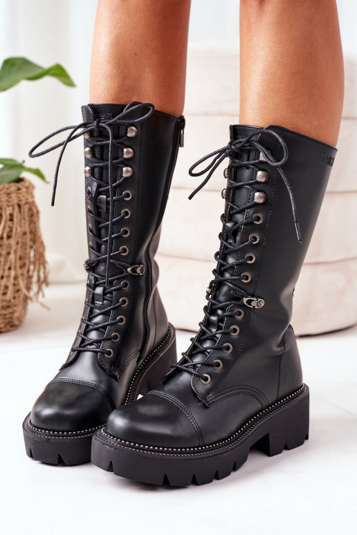 siltināti garie zābaki Kerzi Big Star II274115 melnas krāsas