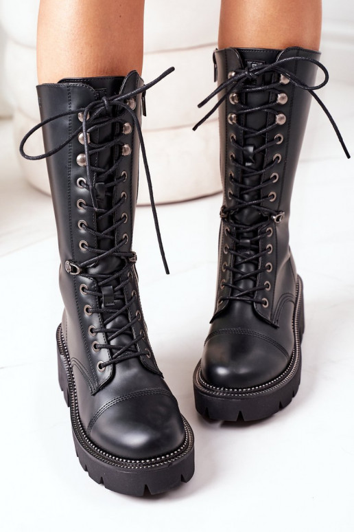 siltināti garie zābaki Kerzi Big Star II274115 melnas krāsas