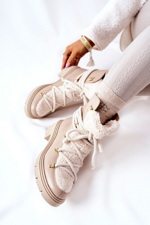 Āda Sieviešu puszābaki apavi šņorējami Ļevskis Ziloņkaula krāsas 3116