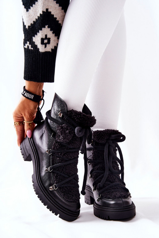 Āda Sieviešu puszābaki apavi šņorējami Ļevskis melnas krāsas 3116