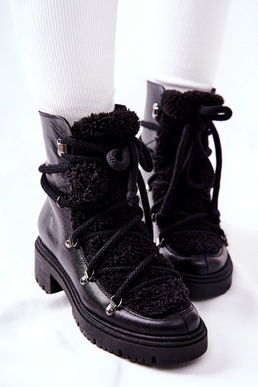 Āda Sieviešu puszābaki apavi šņorējami Ļevskis melnas krāsas 3116