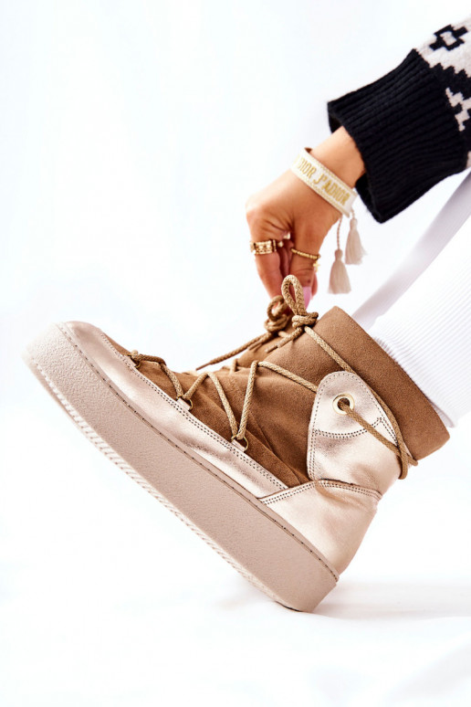 siltināti Zamšādas kurpes sniega apavi brūnas krāsas Clarem