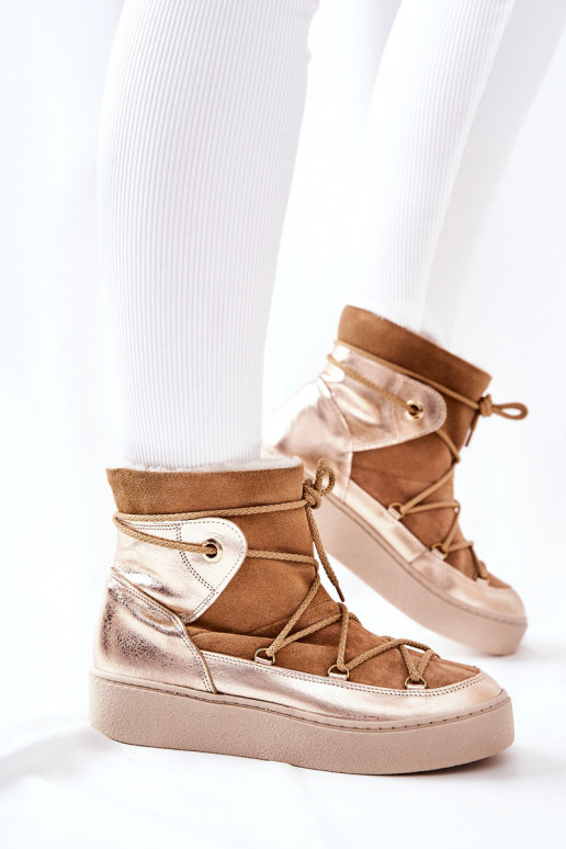 siltināti Zamšādas kurpes sniega apavi brūnas krāsas Clarem