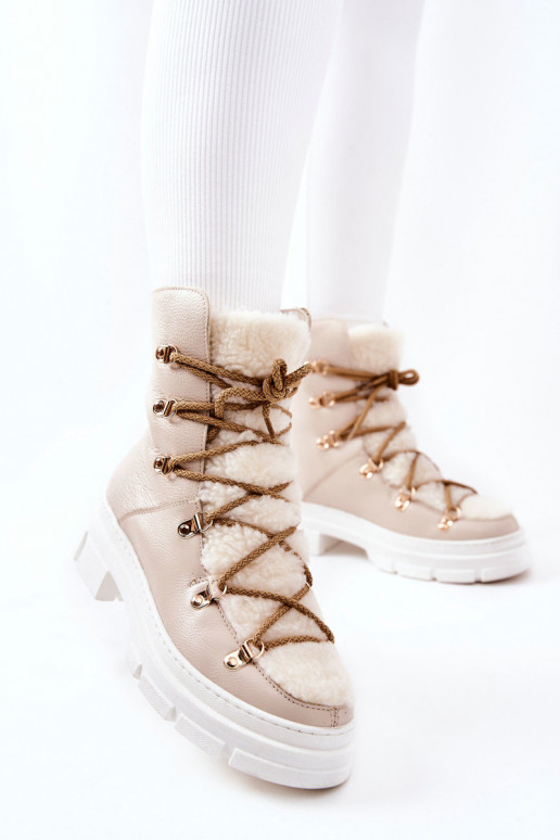 siltināti Āda Sieviešu puszābaki apavi Ziloņkaula krāsas Nerisso