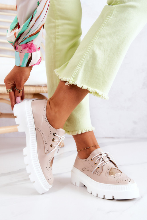 Āda apavi ar sirsniņām smilšu krāsas Curtis Āda apavi ar sirsniņām smilšu krāsas Curtis