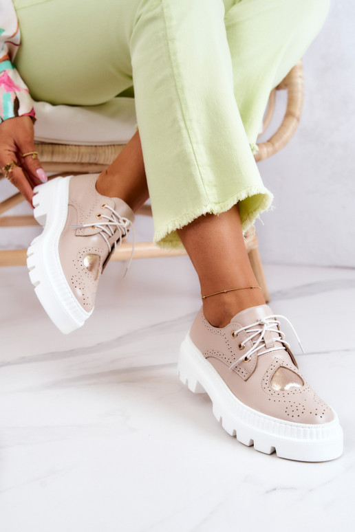 Āda apavi ar sirsniņām smilšu krāsas Curtis Āda apavi ar sirsniņām smilšu krāsas Curtis