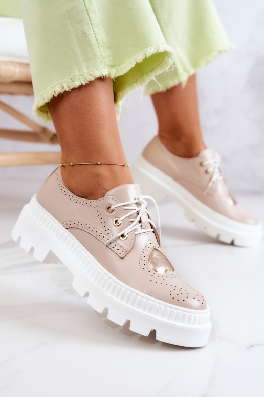 Āda apavi ar sirsniņām smilšu krāsas Curtis Āda apavi ar sirsniņām smilšu krāsas Curtis