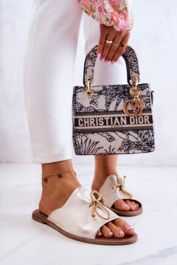 Zazoo 2659 Čibas no dabīgas ādas Sieviešu Baltas-Zelta krāsas